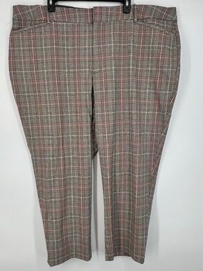Ava & Viv Womens Size 24 High Rise Ankle Pants Black Rust Brown Plaid Fitted Hip
